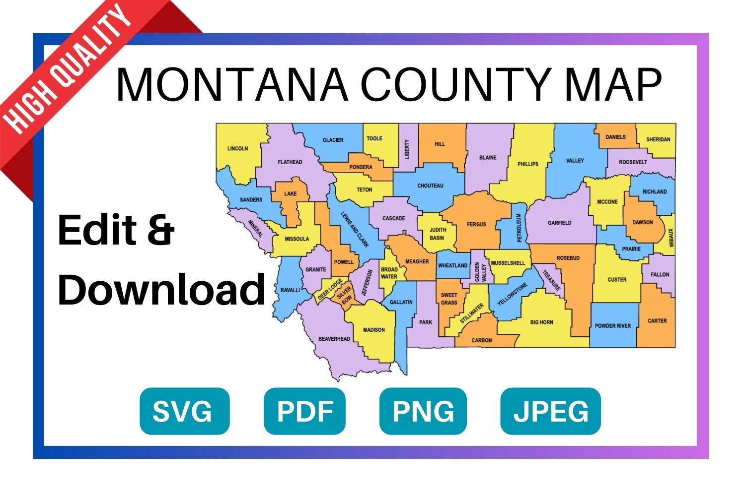 Montana County Map Editable Printable State County Maps