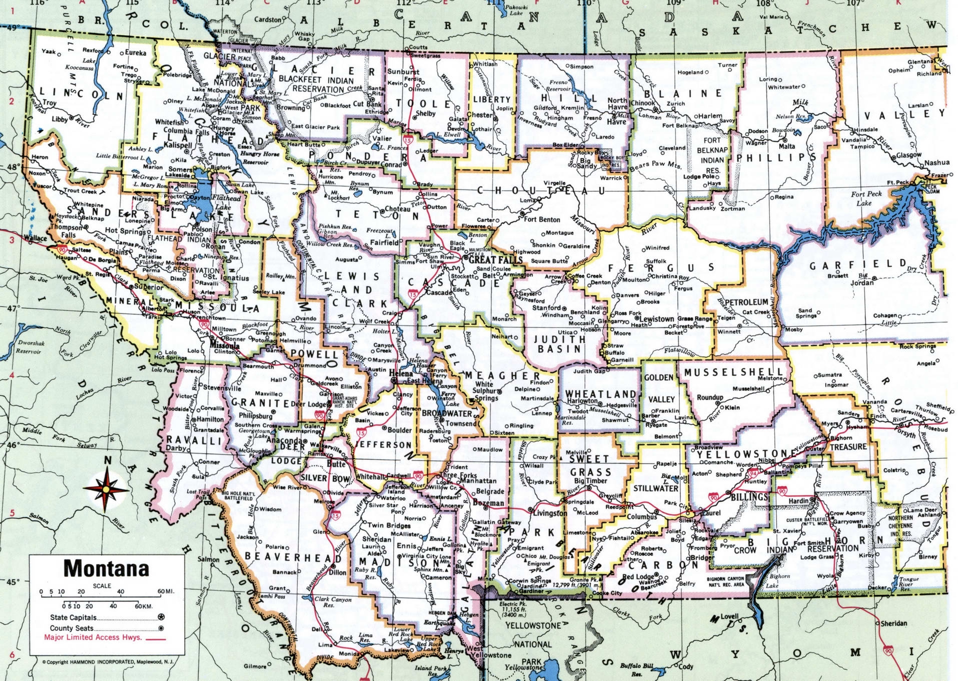 Montana Map With Counties Free Printable Map Of Montana Counties And Cities