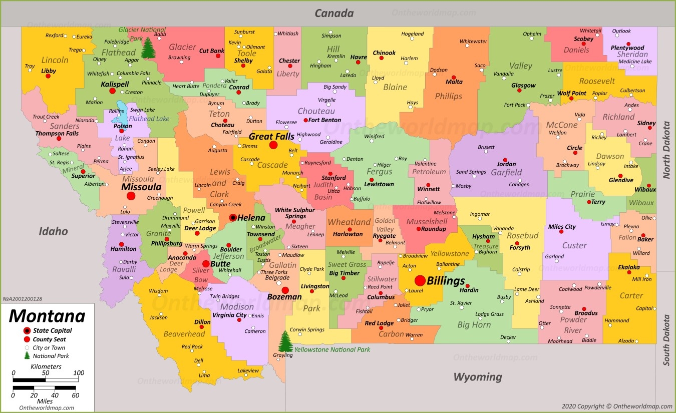 Montana State Map USA Maps Of Montana MT 