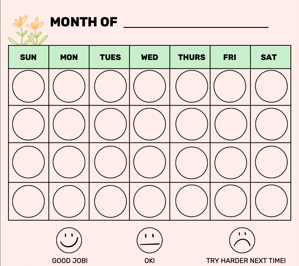 Free Printable Monthly Behavior Charts