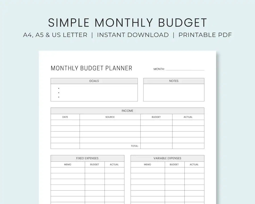 Personal Budget Sheet Printable Personal Budget Sheet Printable
