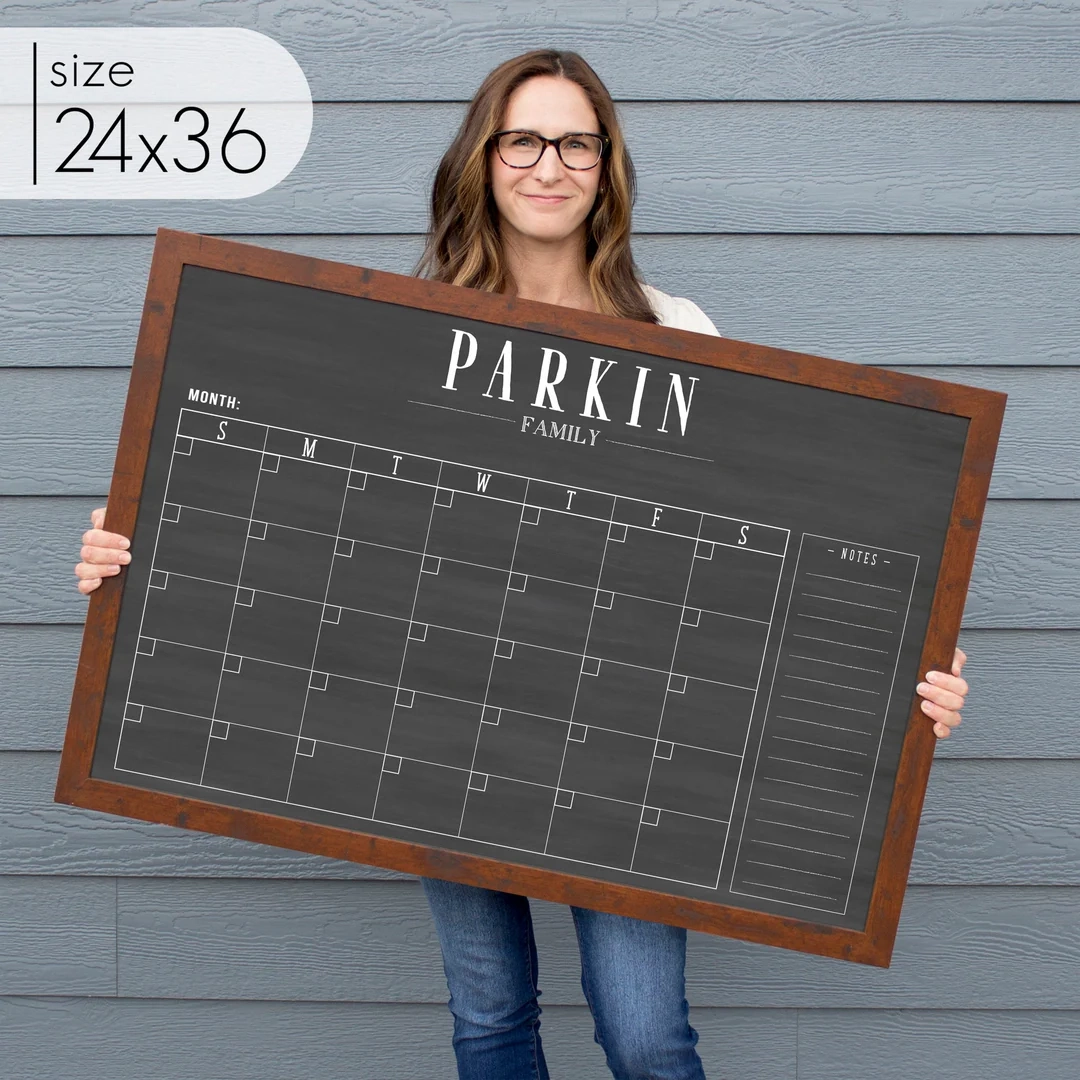 Monthly Framed Chalkboard Calendar 1 Section Horizontal Swanson Circleandsquaredecor
