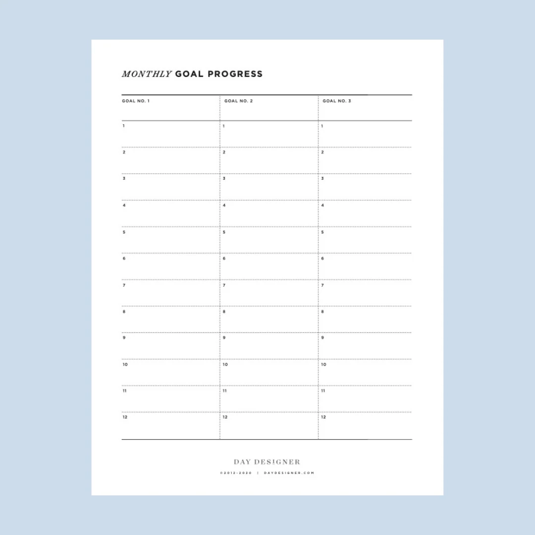 Monthly Goal Tracker Template Day Designer