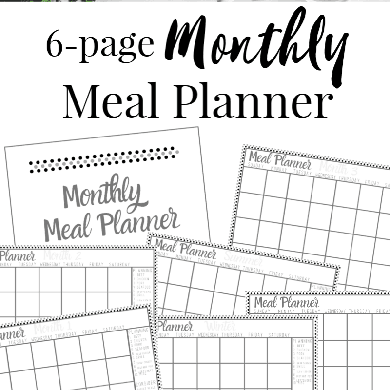 Free Printable Monthly Menu Calendar