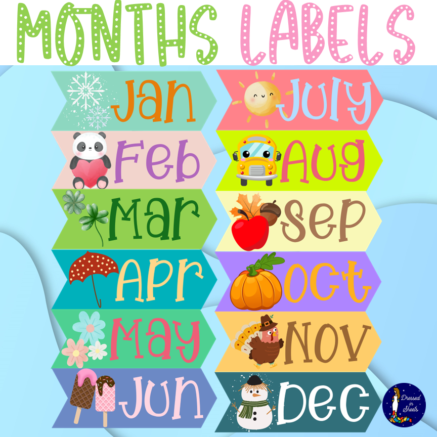Months Of The Year Printable Labels Made By Teachers Months Of The Year Printable Labels Made By Teachers