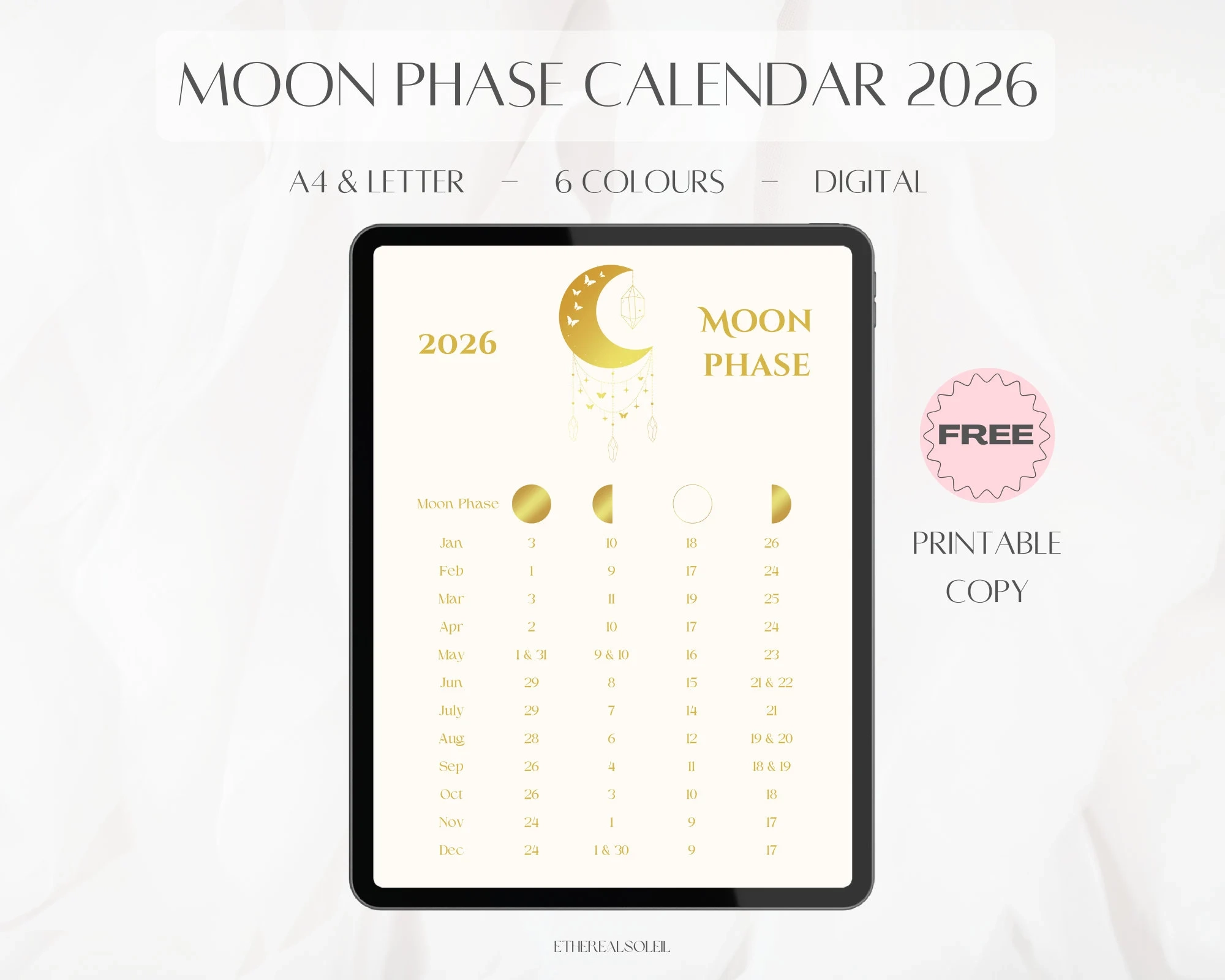 Lunar Calendar 2026 Printable