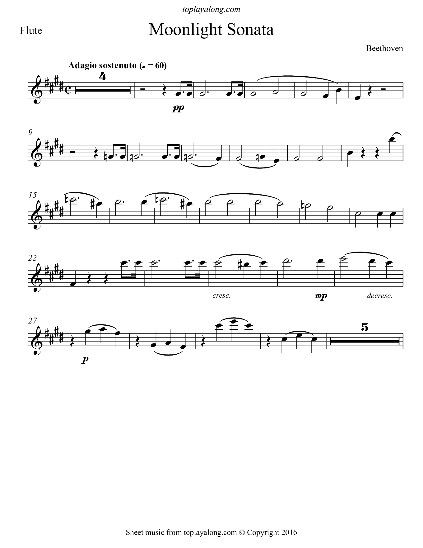 Pdf Printable Moonlight Sonata Sheet Music