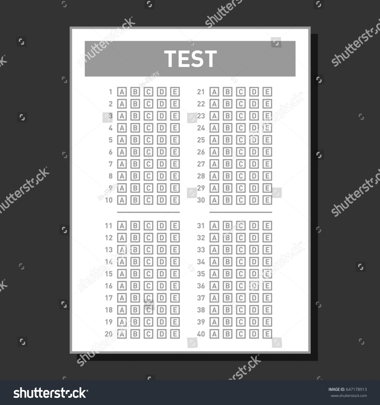 Multiple Choice Blank Test Answer Sheet Stock Illustration 647178913 Shutterstock Multiple Choice Blank Test Answer Sheet Stock Illustration 647178913 Shutterstock