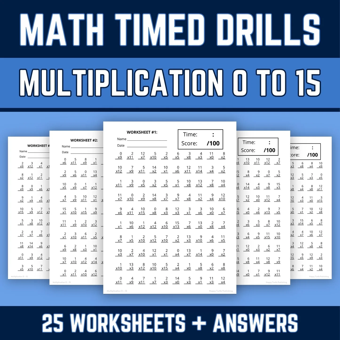 Multiplication Facts 0 To 15 Printable Worksheets With Answer Keys Mu The Happy Turtle LLC Multiplication Facts 0 To 15 Printable Worksheets With Answer Keys Mu The Happy Turtle LLC
