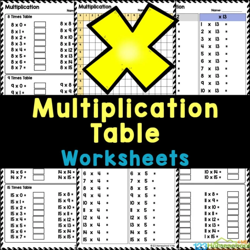Multiplication Table Worksheets