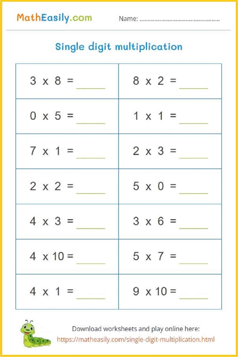 Printable Multiplication Worksheets 2s