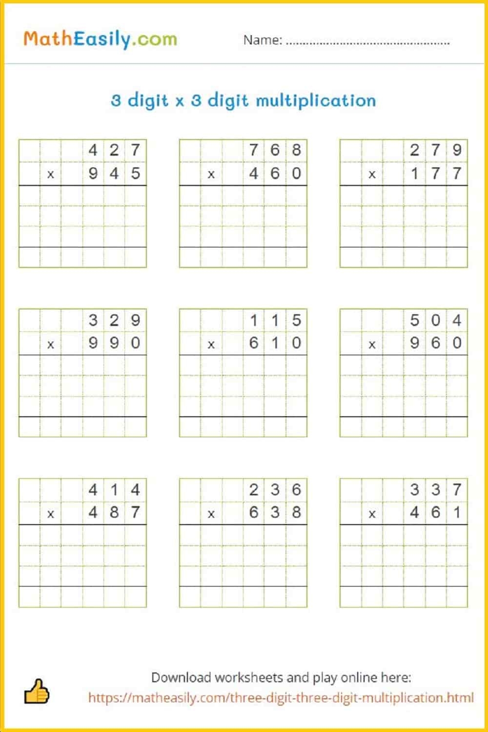 Printable Easy Multiplication Worksheets