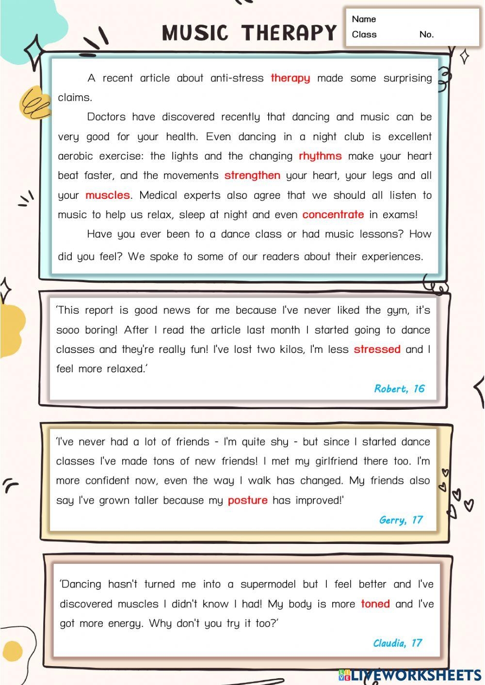 Music Therapy Free Interactive Worksheets 3483075 Music Therapy Free Interactive Worksheets 3483075