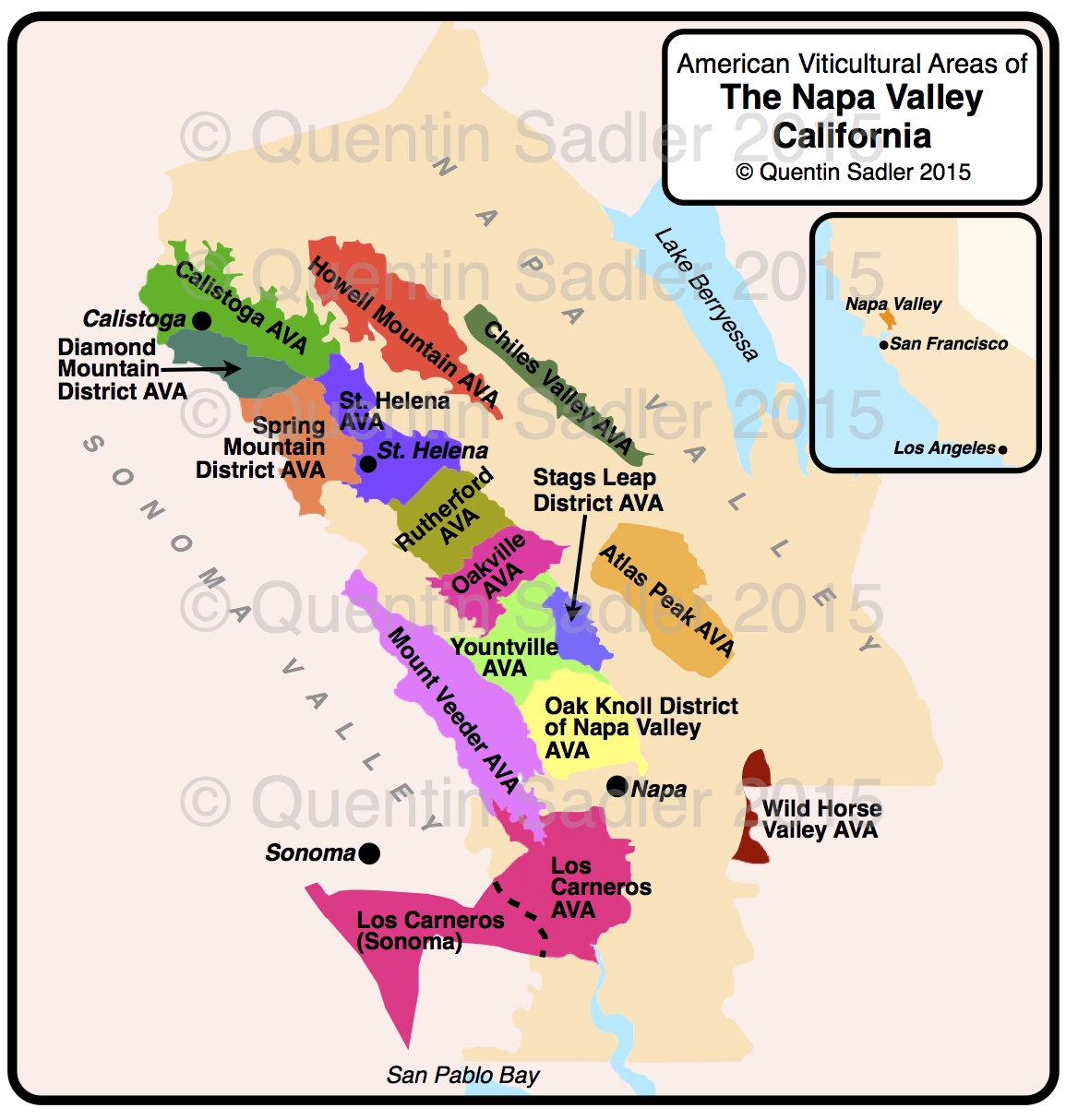 Napa Valley Map Quentin Sadler s Wine Page