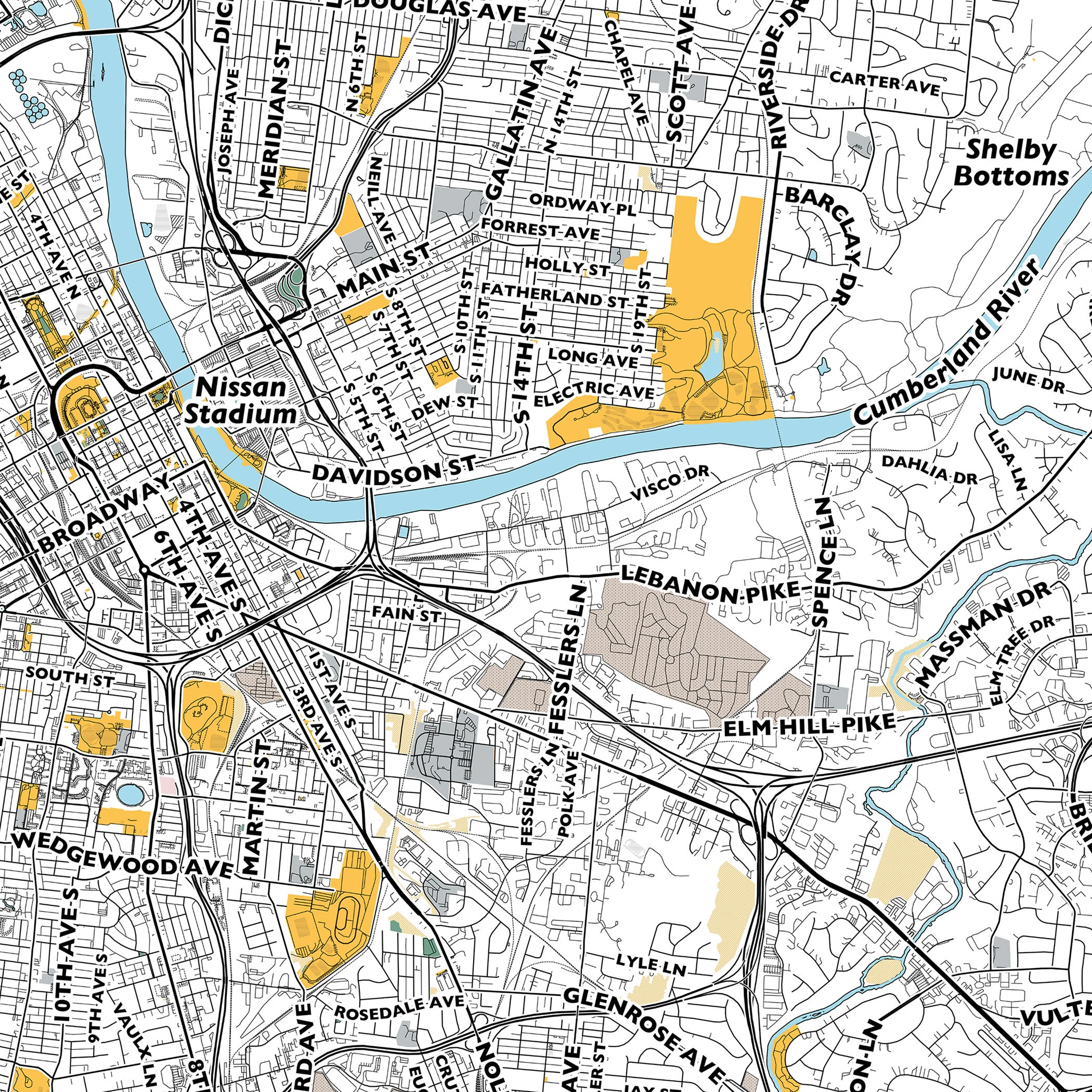 Printable Map Of Nashville Printable Map Of Nashville