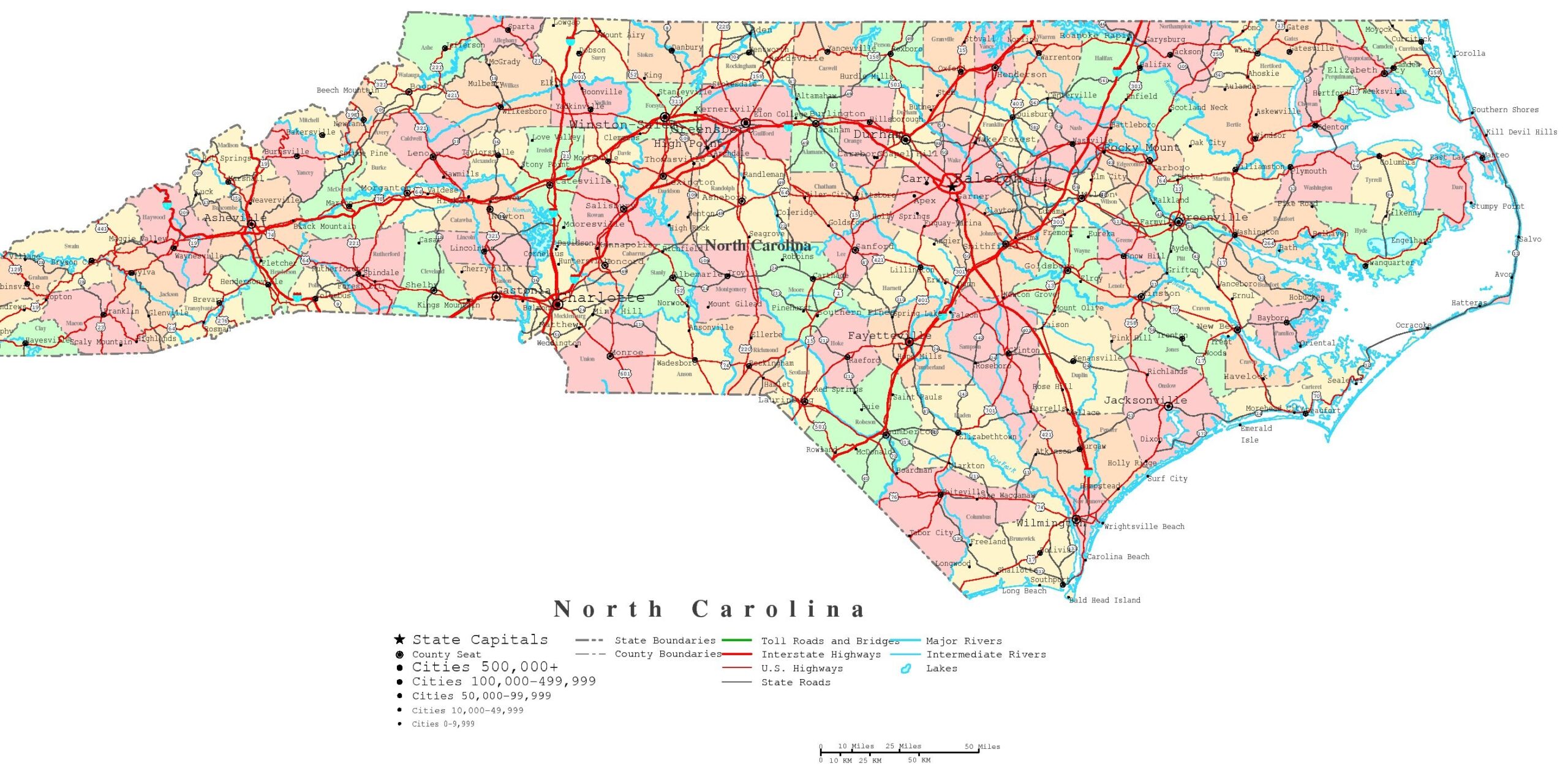 Printable Map Of North Carolina Counties