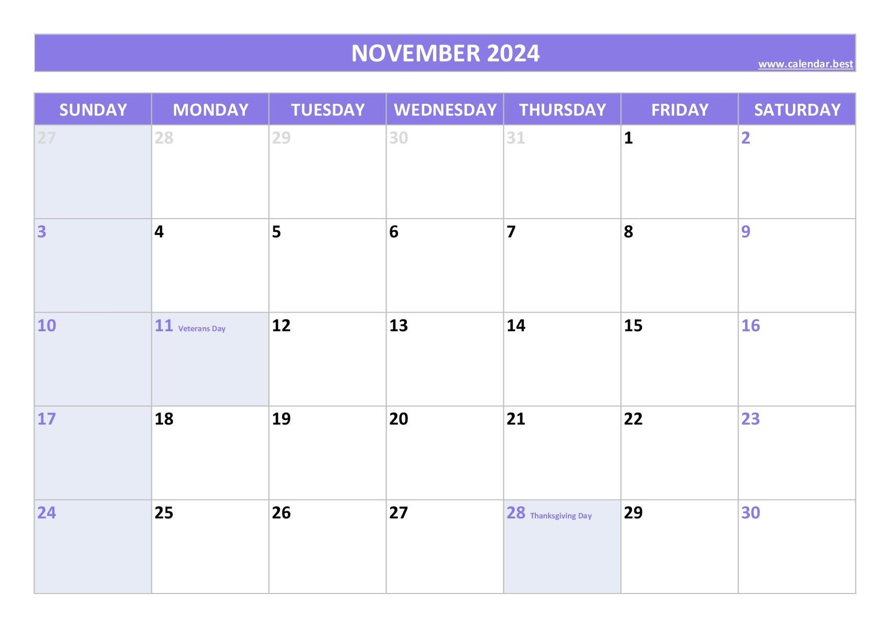 November 2024 Calendar Calendar best