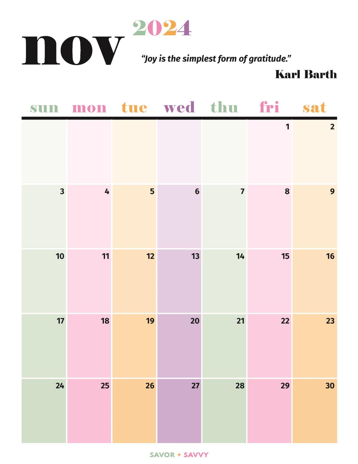 Printable Motivational Calendar