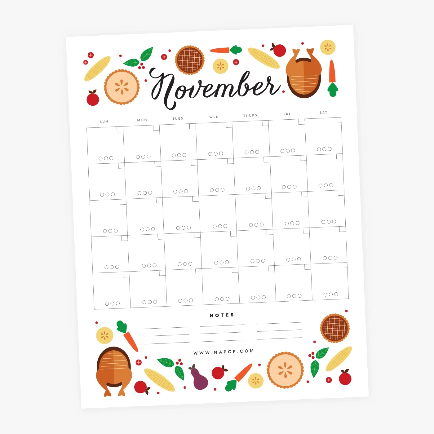 November Printable Menu And Calendar National Association Of Portrait And Child Photographers