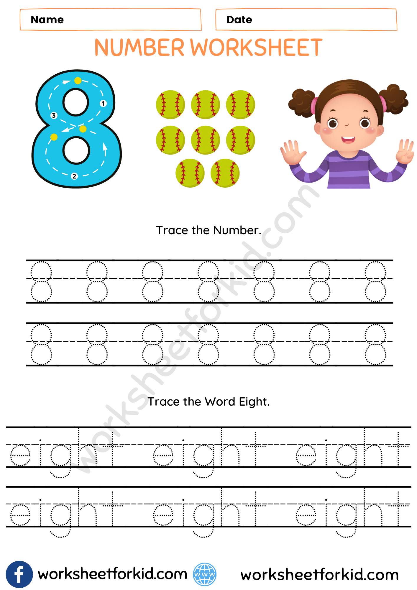 Number 8 Worksheet WorksheetForKid