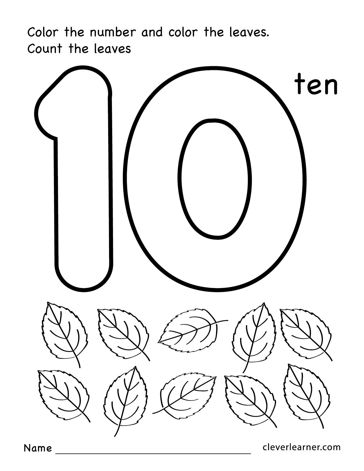 Number 10 Printable Worksheets