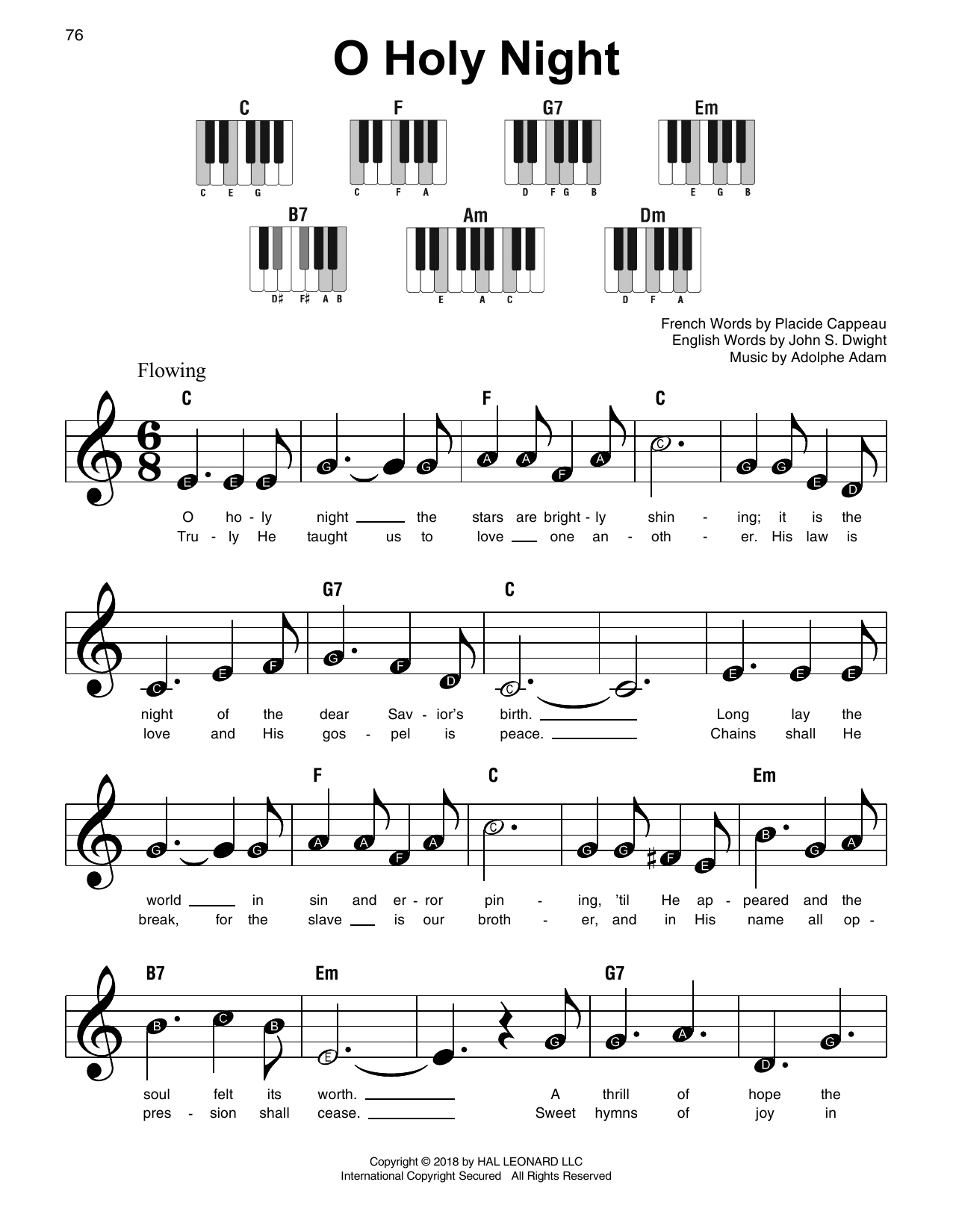 O Holy Night By Adolphe Adam Sheet Music For Super Easy Piano At Sheet Music Direct