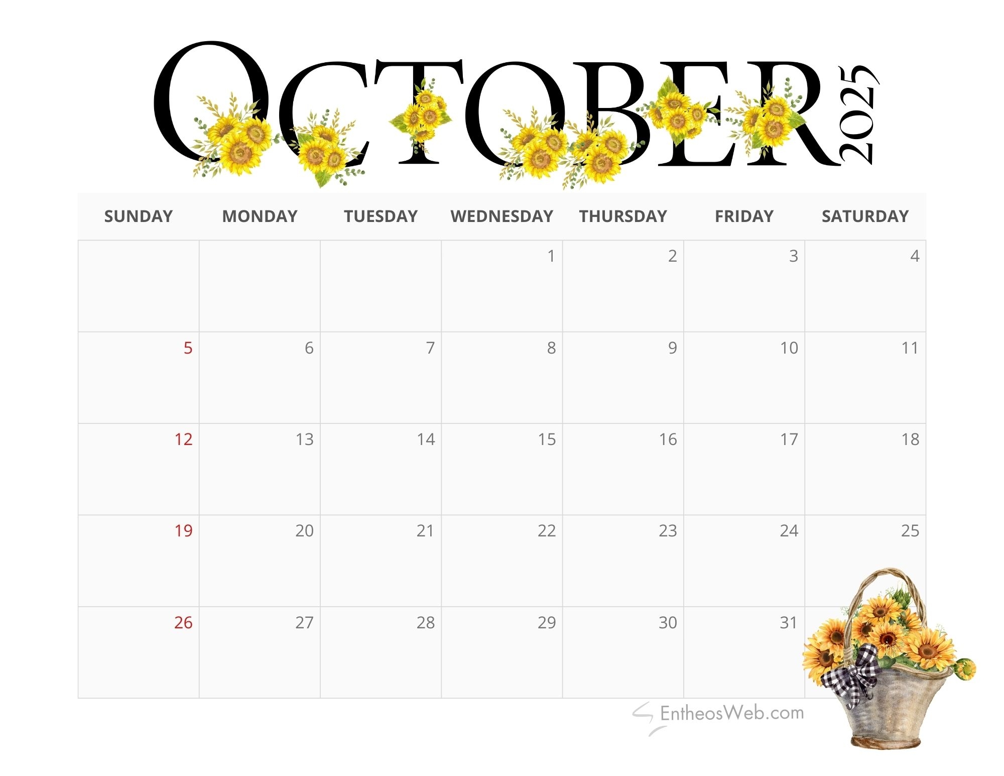 October Free Printable Calendars 2025 EntheosWeb