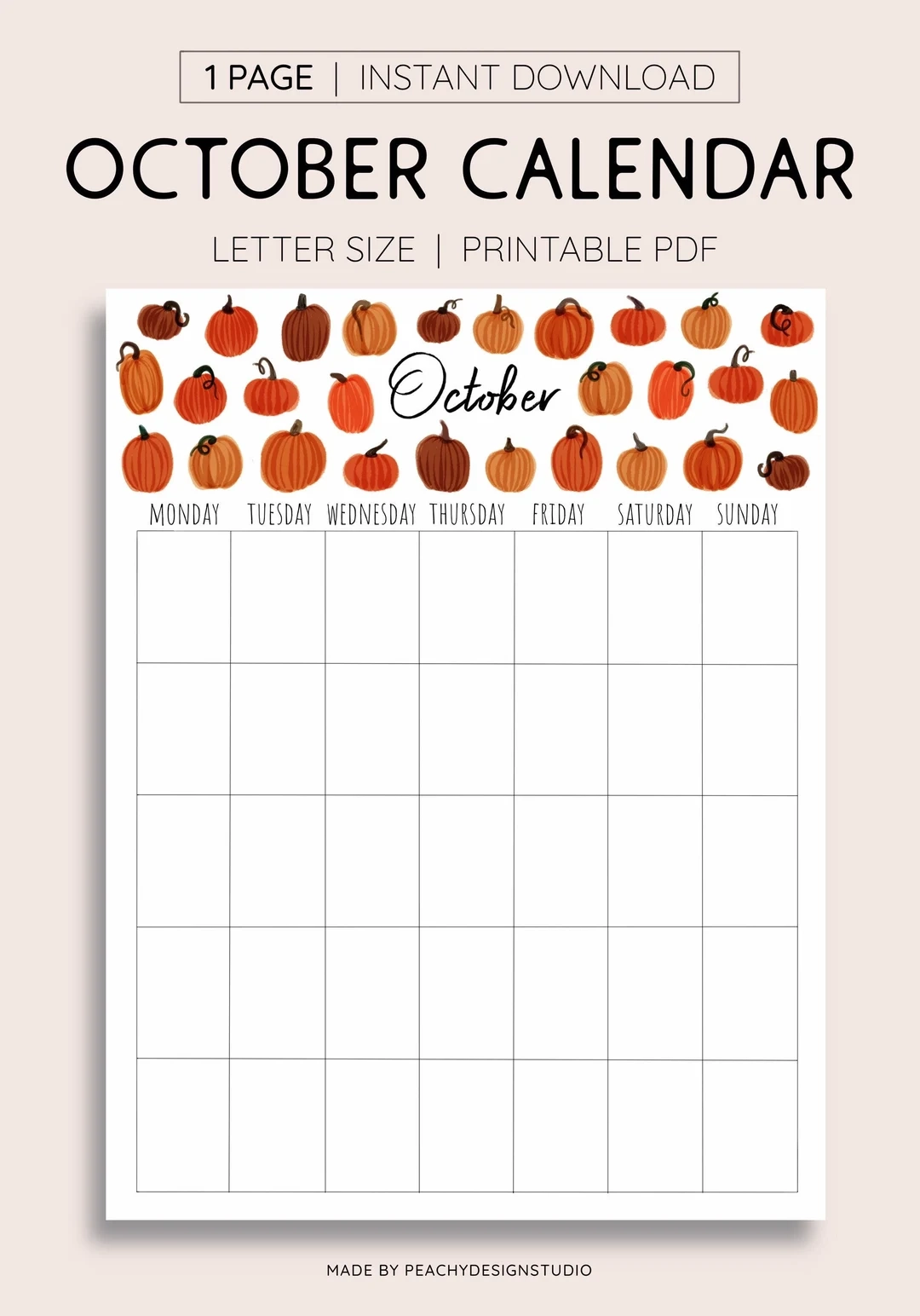 October Monthly Calendar INSTANT DOWNLOAD Monlyly Agenda Monthly Schedule Monday Start Etsy October Monthly Calendar INSTANT DOWNLOAD Monlyly Agenda Monthly Schedule Monday Start Etsy