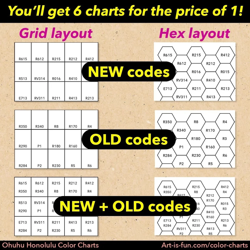 Ohuhu Hex Chart Printable