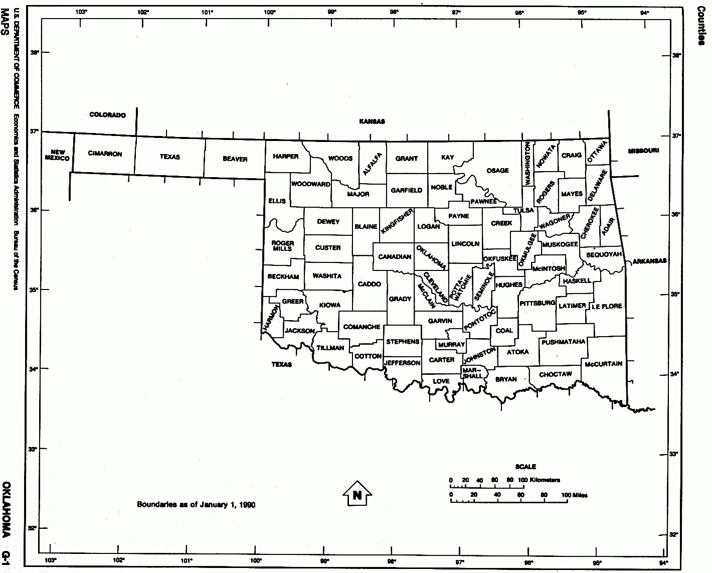 Oklahoma Free Map