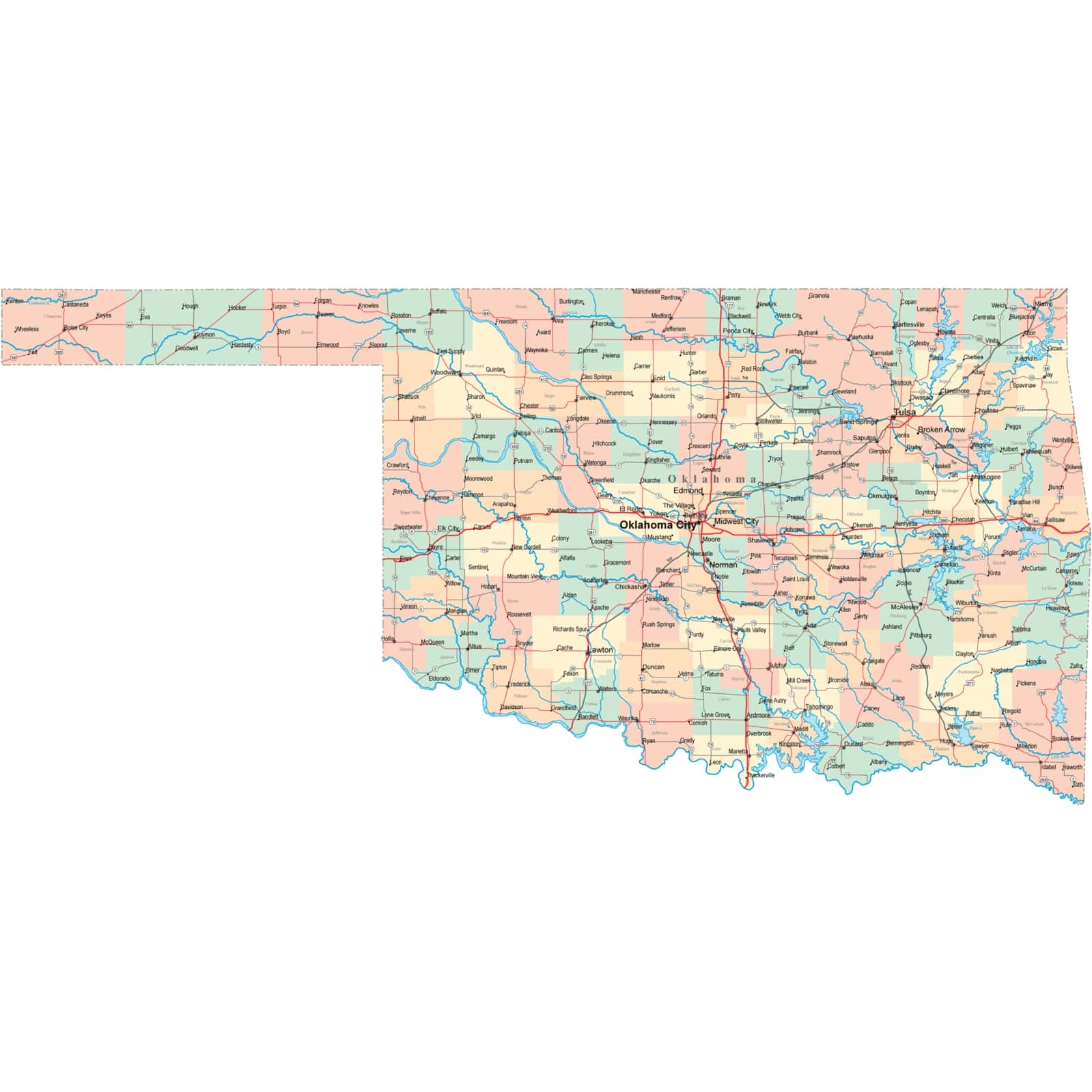 Printable Oklahoma State Map