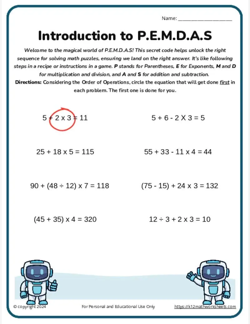 Order Of Operations Worksheets PEMDAS Order Of Operations Worksheets PEMDAS
