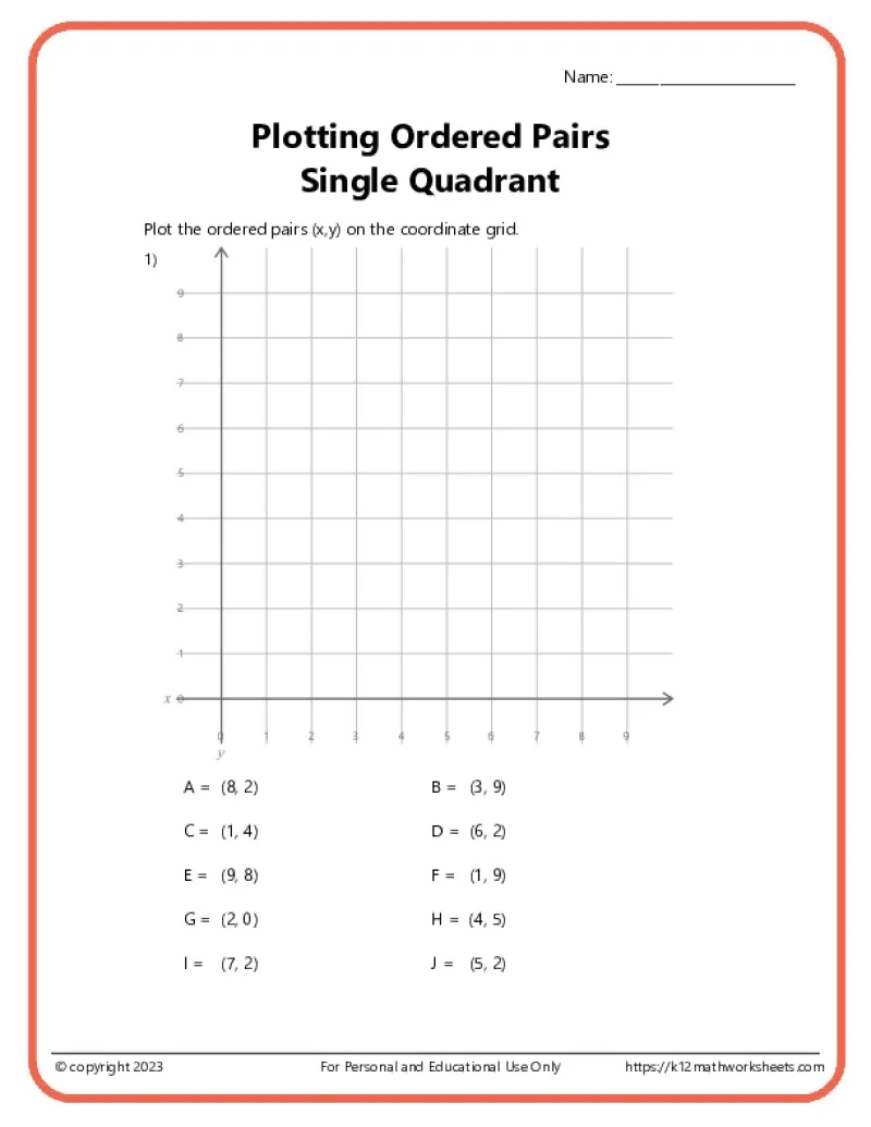 Free Printable Graphing Ordered Pairs Worksheets Free Printable Graphing Ordered Pairs Worksheets