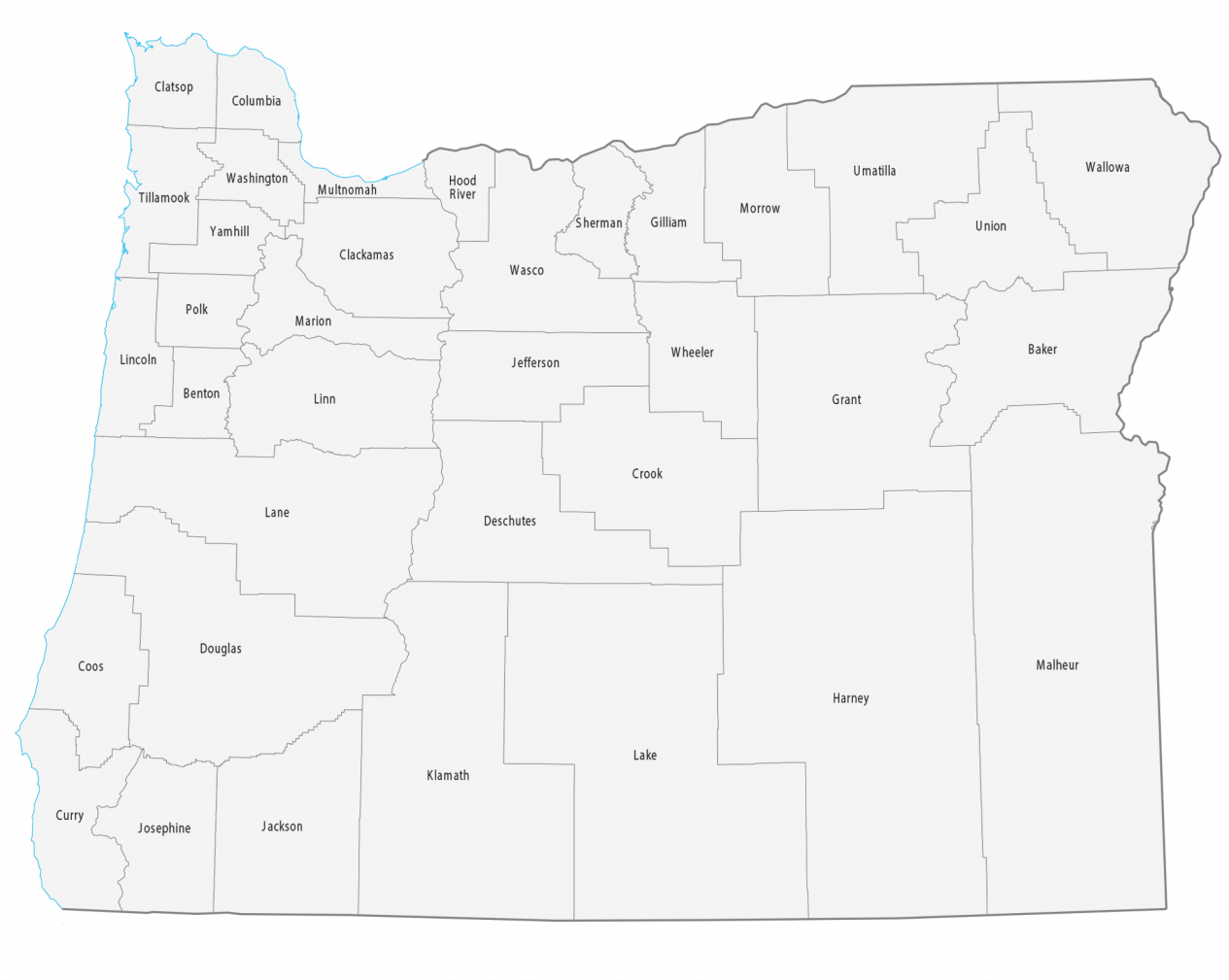 Printable Map Of Oregon Counties