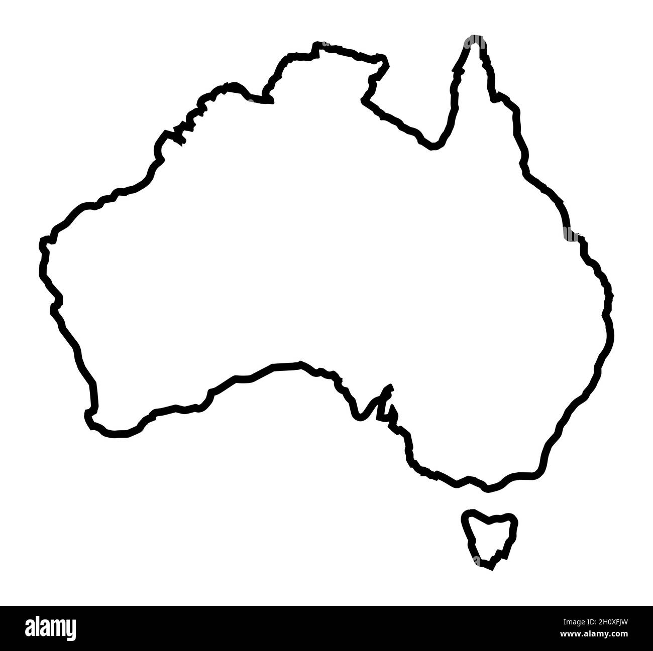 Outline Border Map Of Australia Over A White Background Stock Photo Alamy