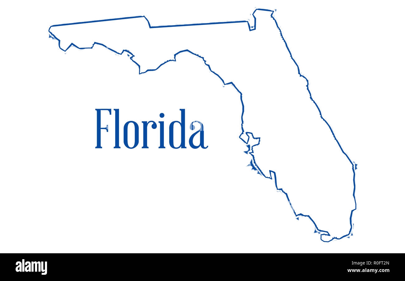 Outline Map Of The Map Of Florida Isolated On White Stock Photo Alamy Outline Map Of The Map Of Florida Isolated On White Stock Photo Alamy