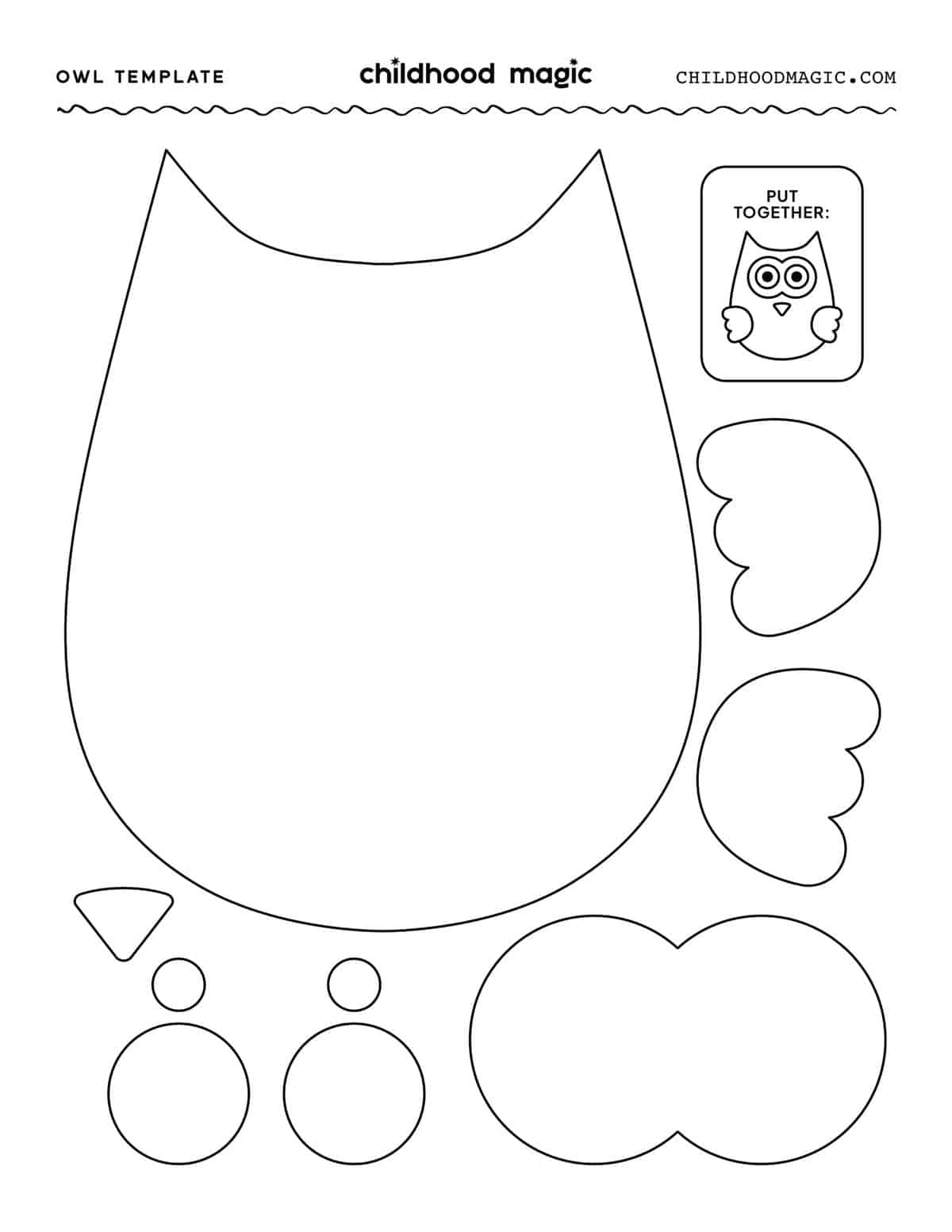Owl Template Childhood Magic Worksheets Library
