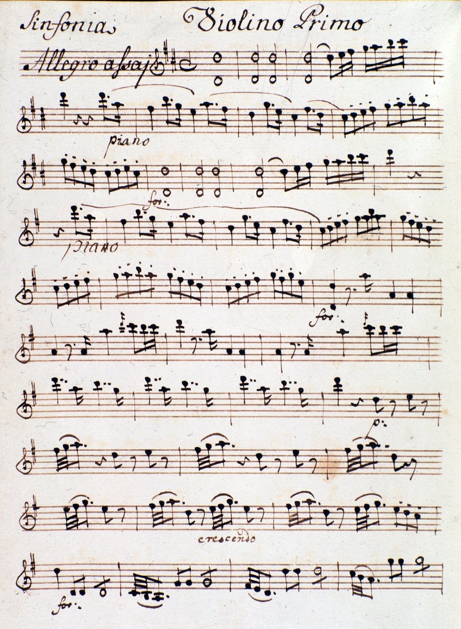Page Of The Sheet Music For The First Violin Of Symphony No 4 In D By Mozart