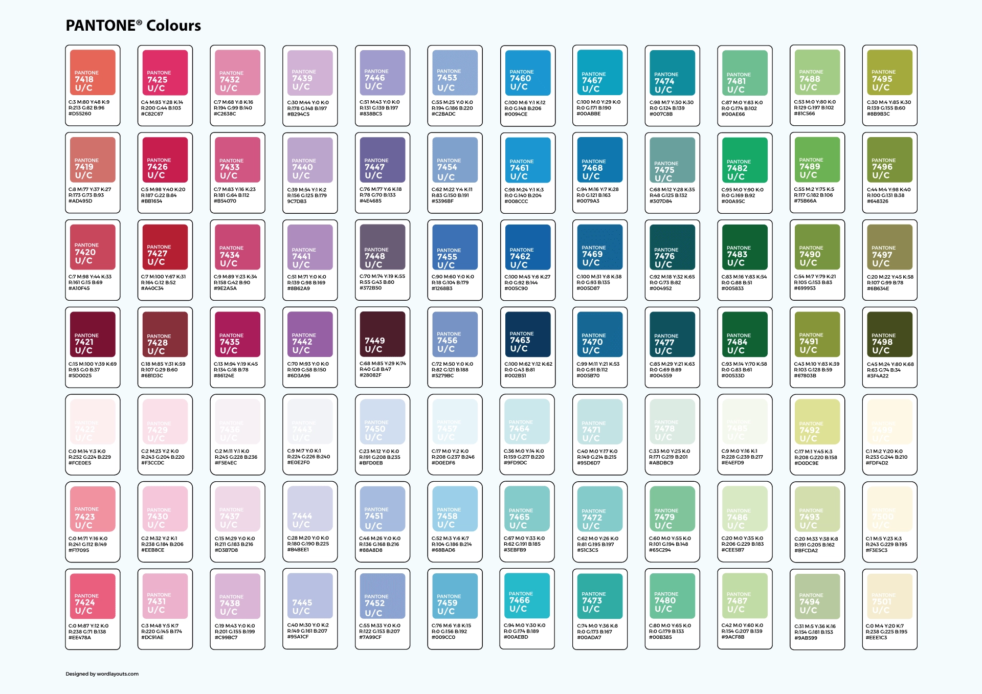Pantone Color Chart Printable