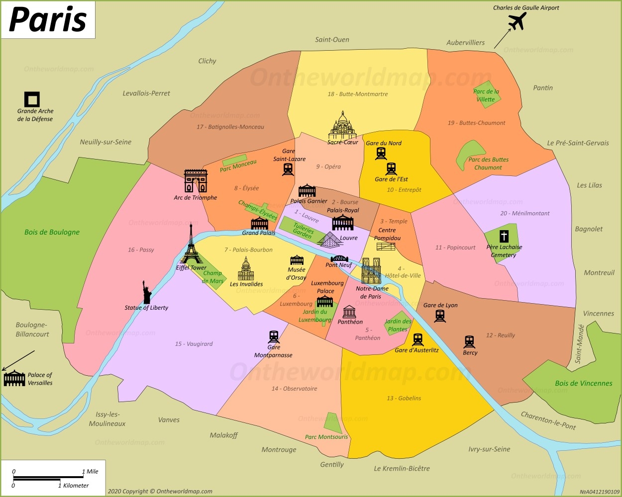 Printable Map Of Paris Tourist Attractions