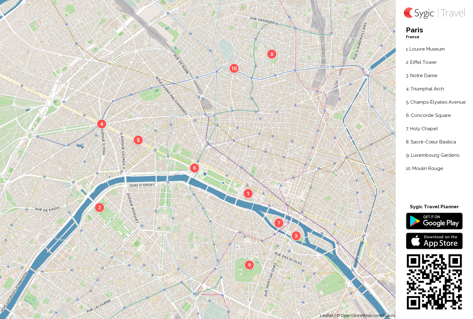Paris Printable Tourist Map Tripomatic