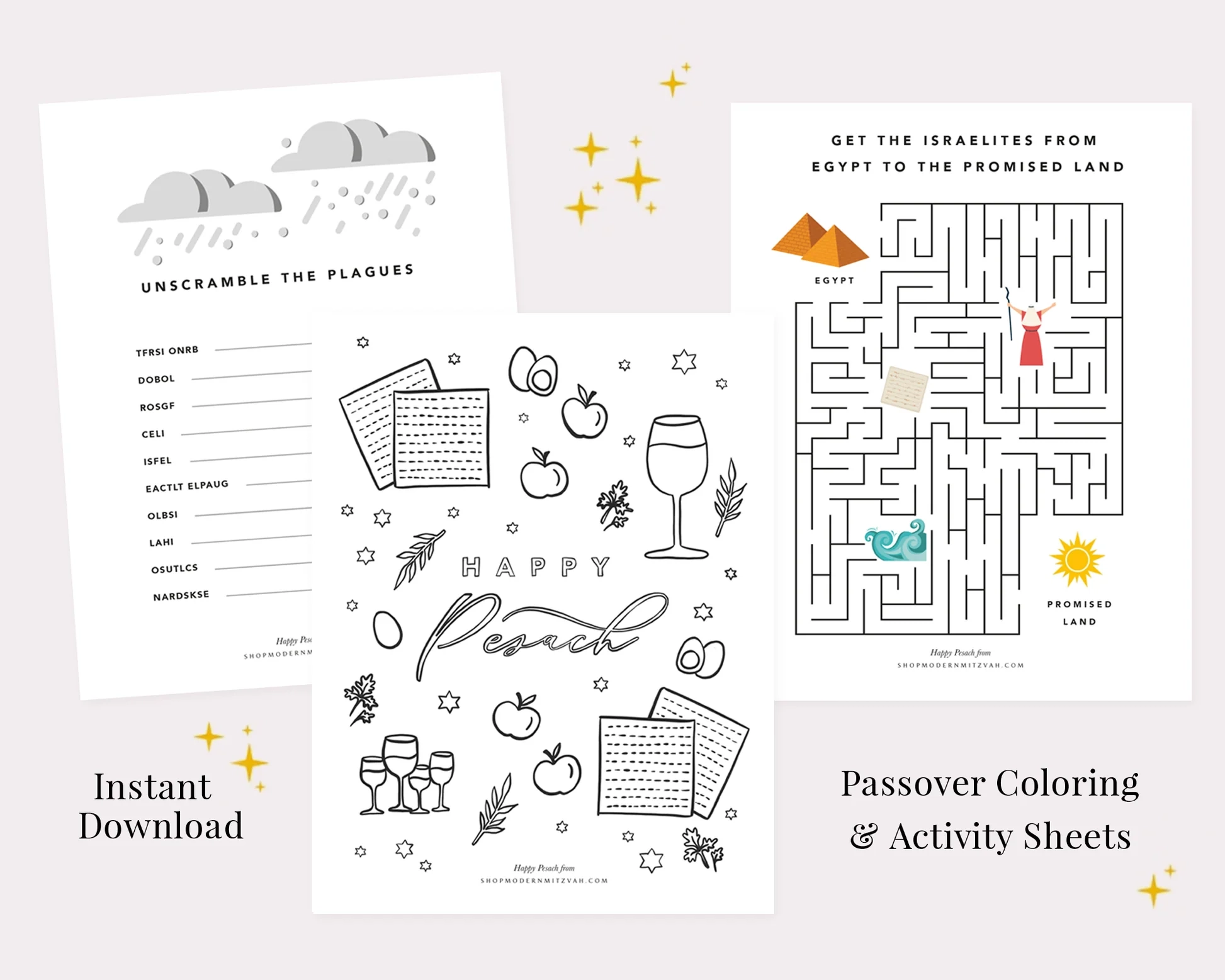 Passover Coloring Activity Sheets Instant Download Modern Mitzvah Passover Coloring Activity Sheets Instant Download Modern Mitzvah