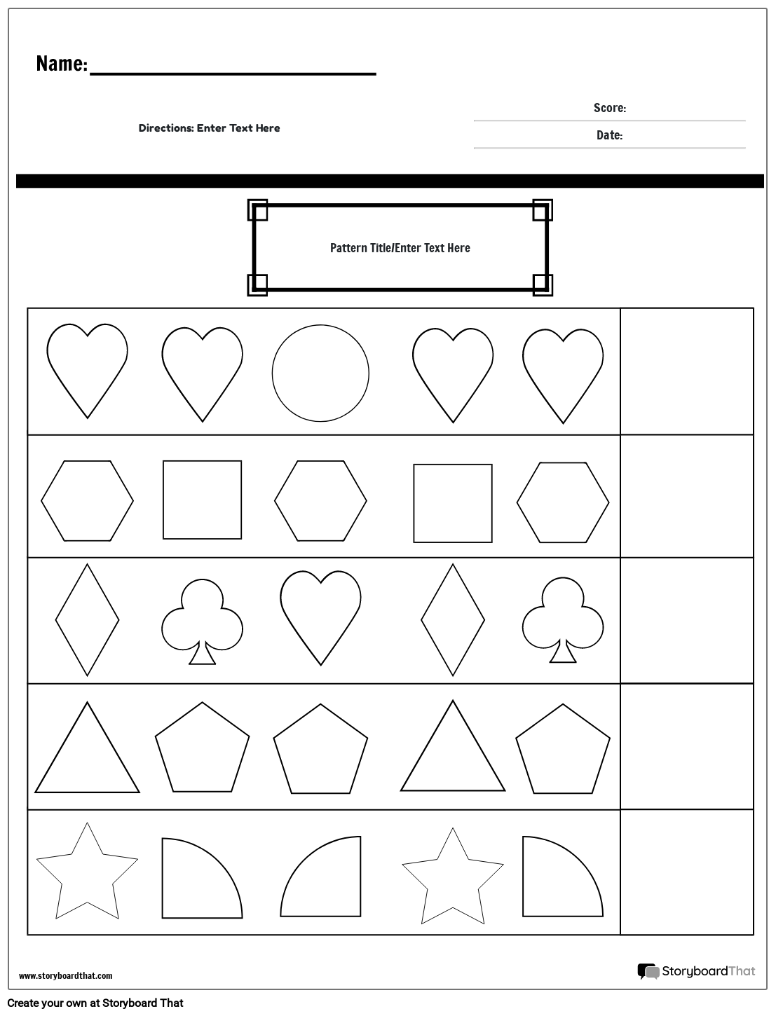 Pattern Worksheets For Kindergarten Printable