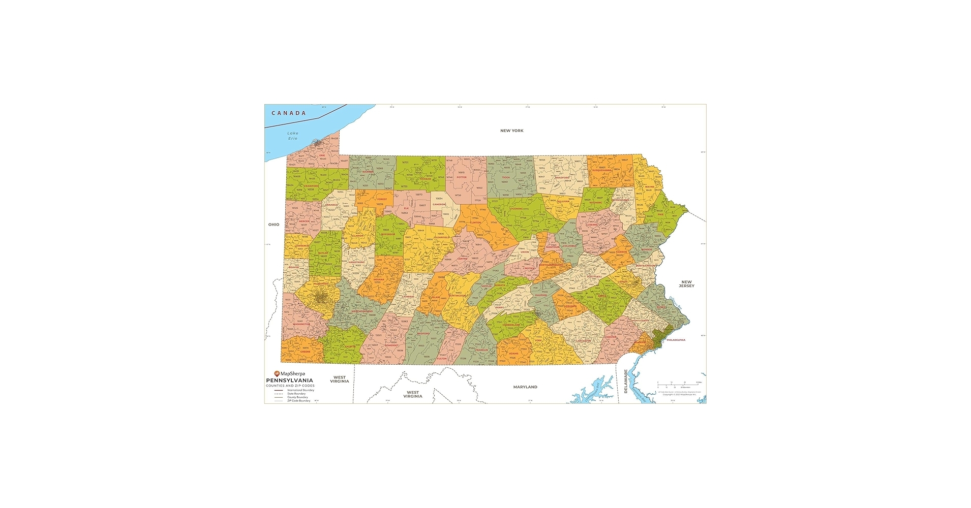 Pennsylvania Zip Code Map With Counties Standard 36 X 24 5 Paper Amazon ca Office Products Pennsylvania Zip Code Map With Counties Standard 36 X 24 5 Paper Amazon ca Office Products