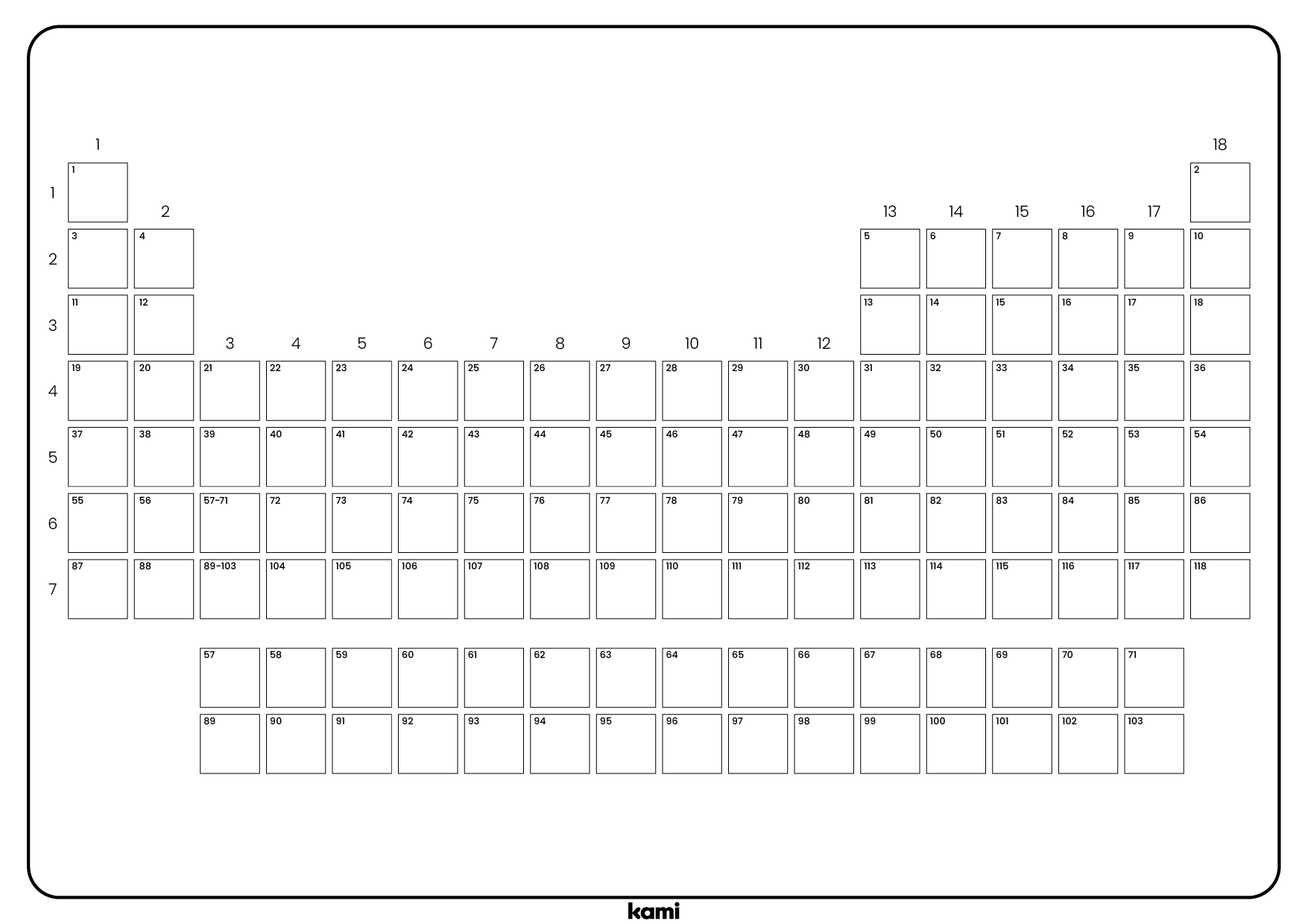 Blank Periodic Table Printable Worksheet