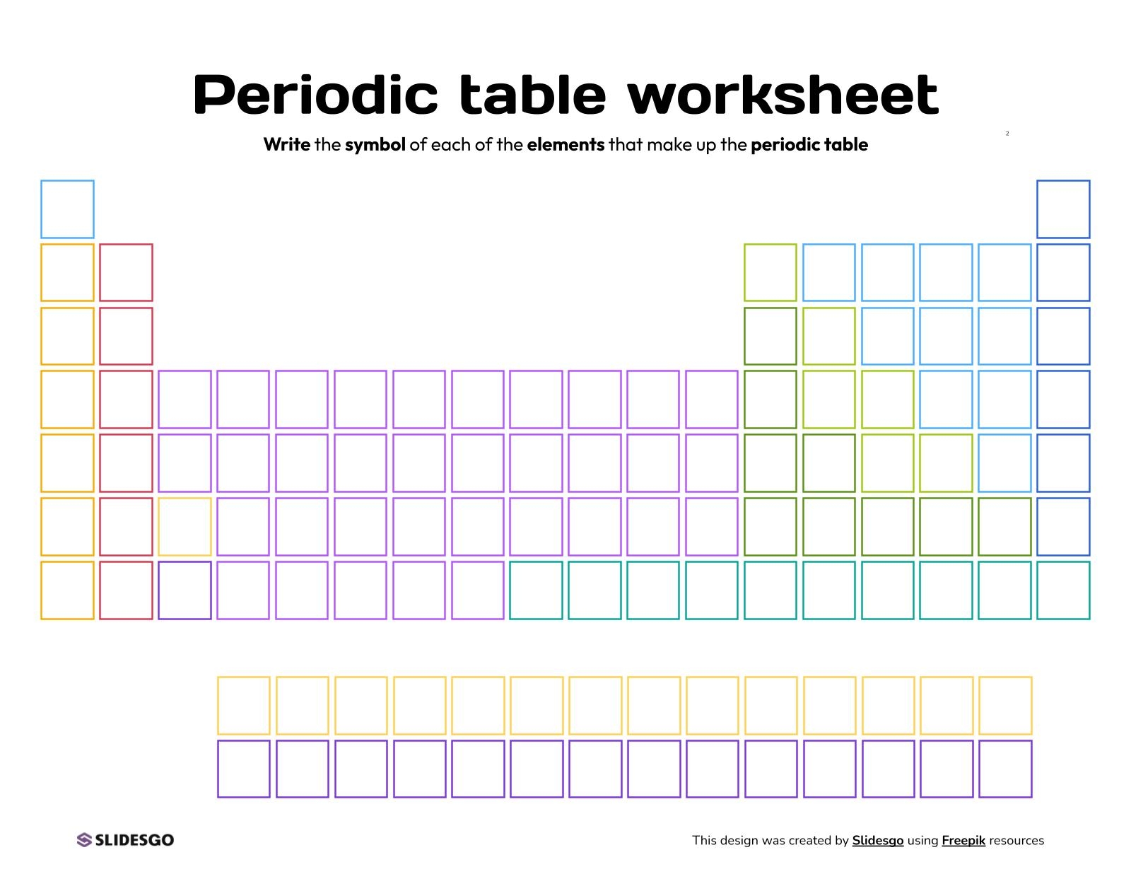 Periodic Table Worksheet Template