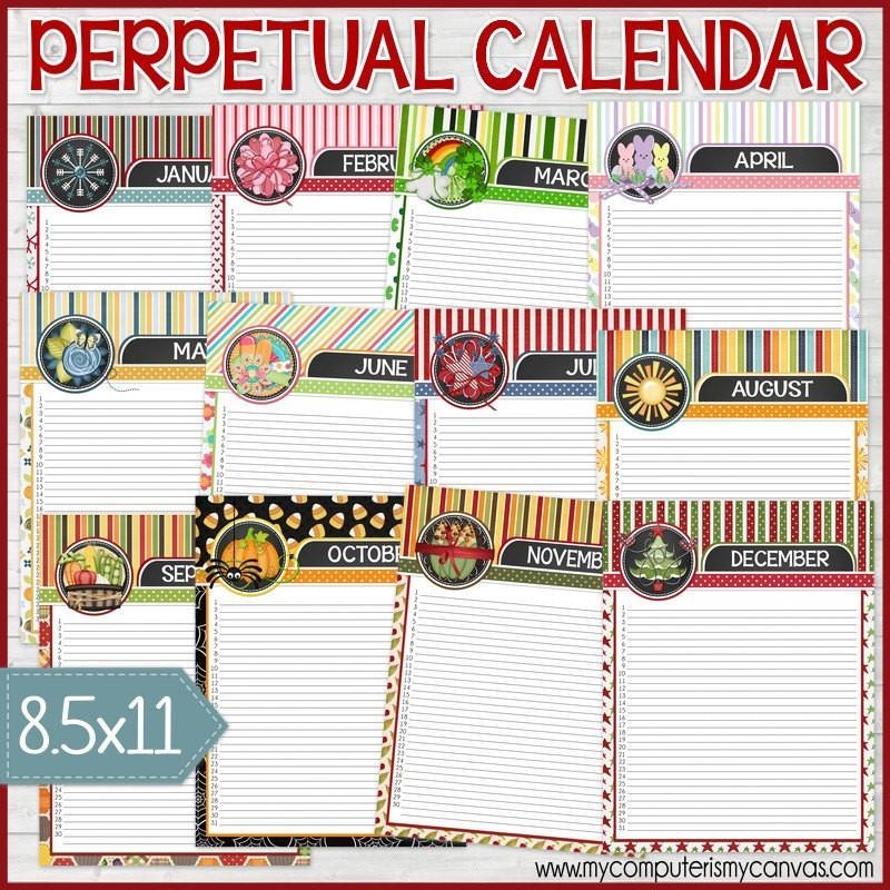 Perpetual Calendar Birthday Tracker Annual Collection PRINTABLE Bloom To Balm My Computer Is My Canvas