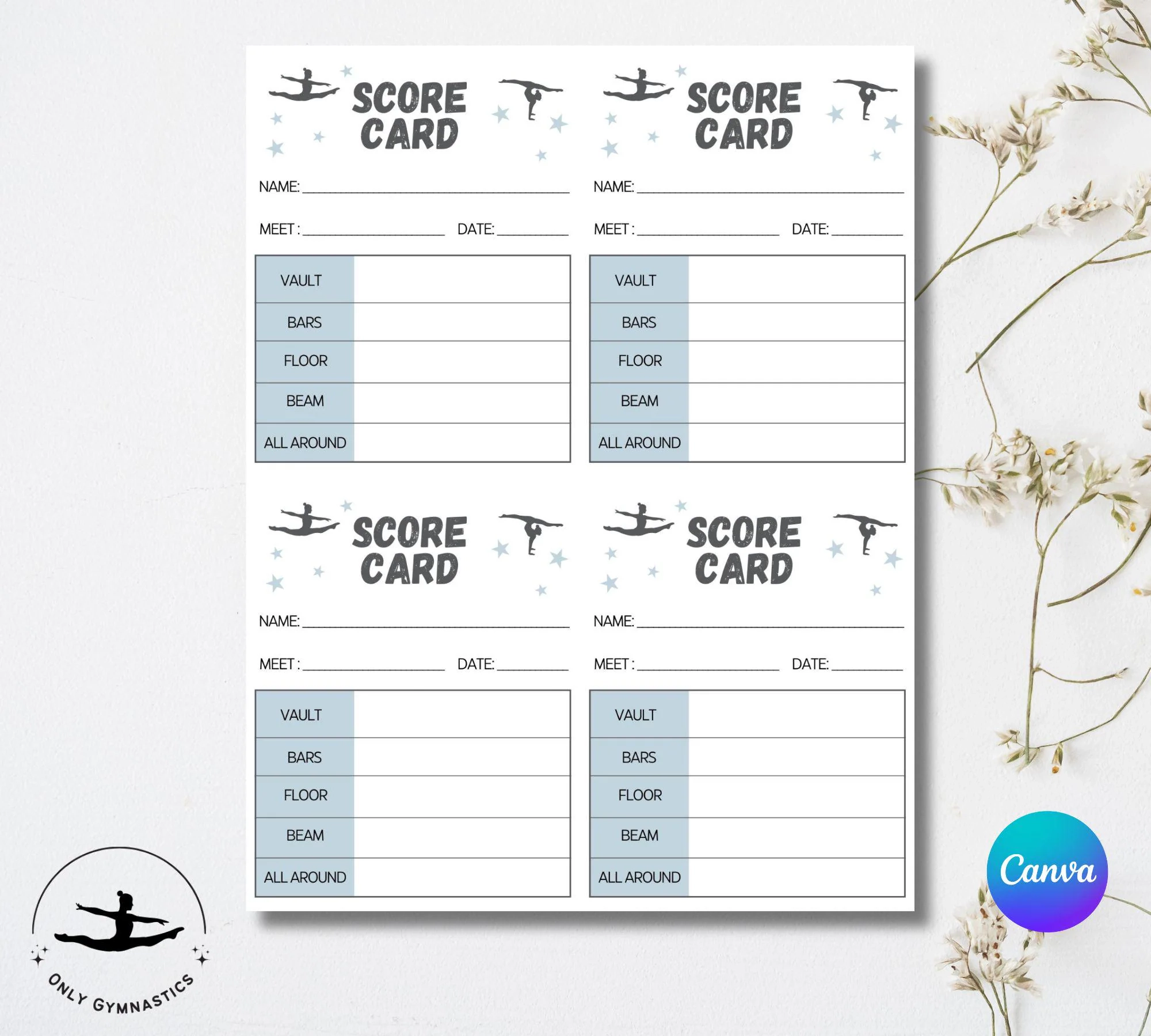 Printable Gymnastics Score Sheet