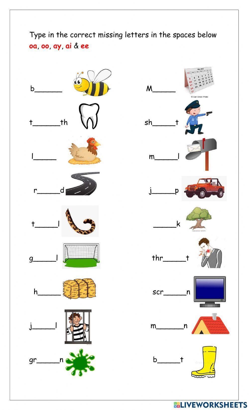 Free Printable Vowel Digraph Worksheets