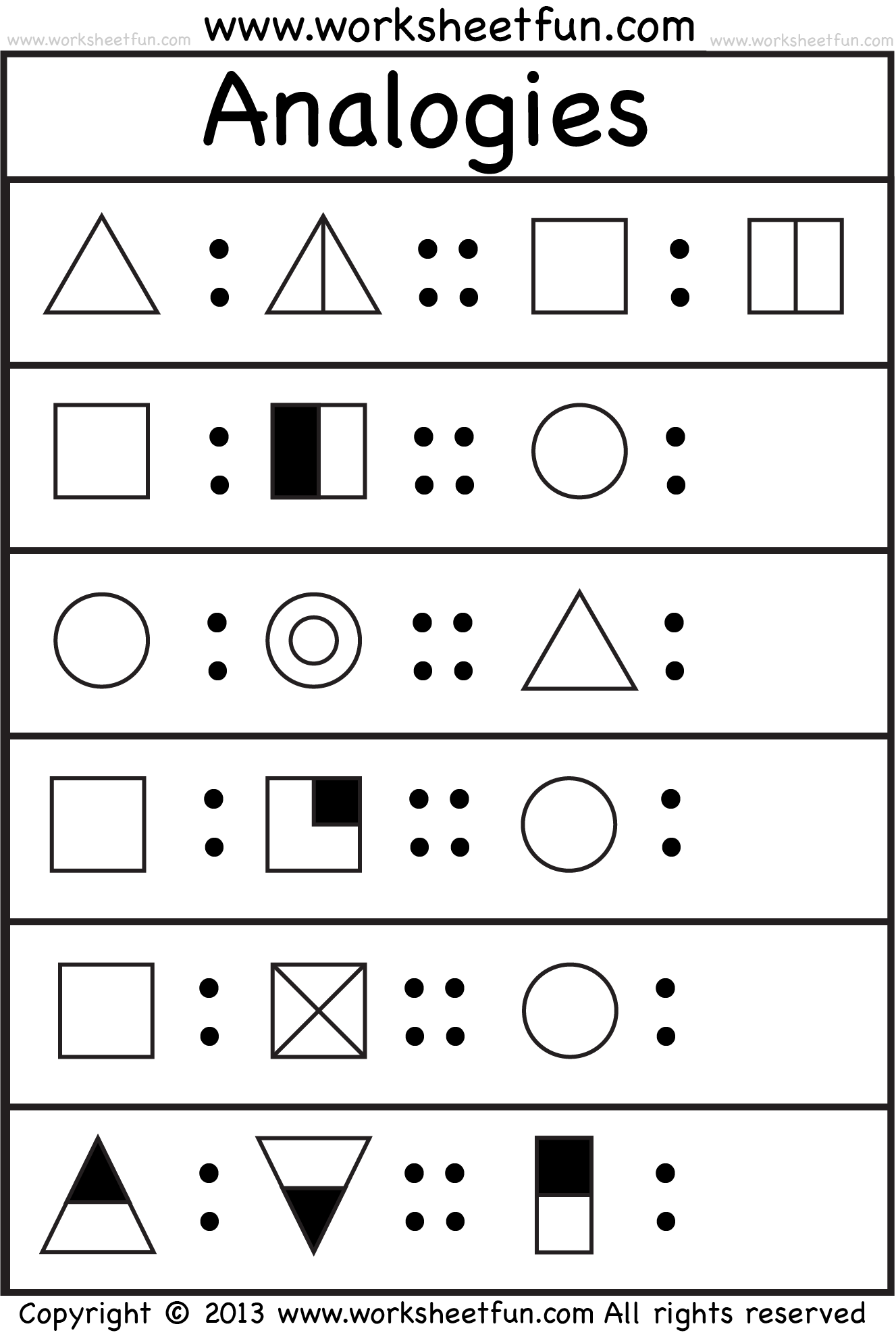 Free Printable Analogies Worksheets